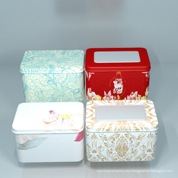 Food grade rectangle milk candy chocolate packing decorative cookie metal tin box with PVC PET window OEM&ODM